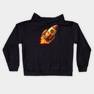 Space Rocket cartoon style Kids Hoodie